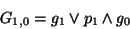 \begin{displaymath}G_{1,0} = g_1 \vee p_1 \wedge g_0\end{displaymath}